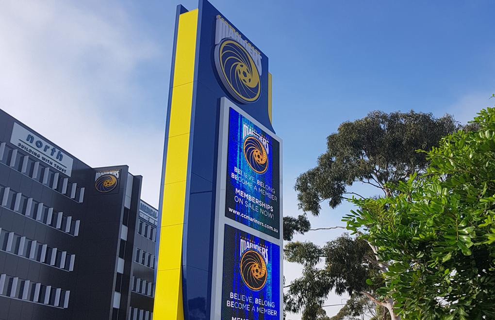 outdoor vertical led sport signage central coast mariners