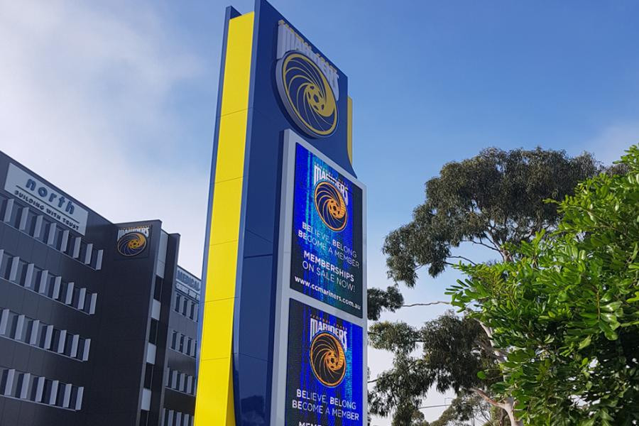 outdoor vertical led sport signage central coast mariners